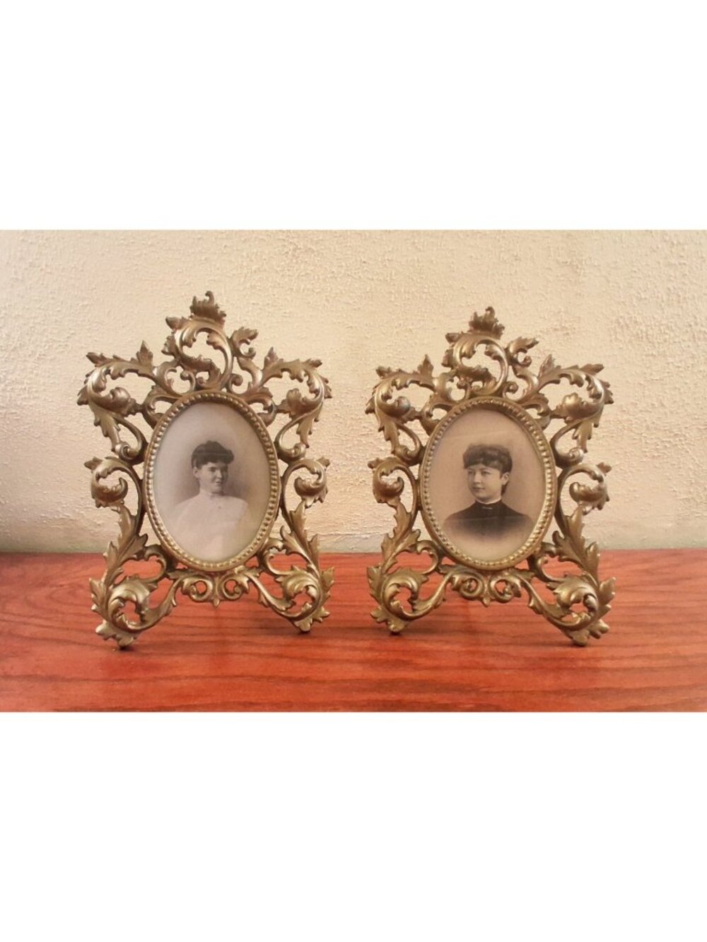Antique Victorian Picture Photo Frame Cast Iron Ornate Scroll Filigree Set of 2